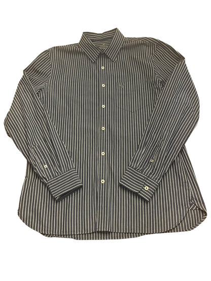 Large American Eagle Outfitters Striped Button Up Mens Shirt Blue