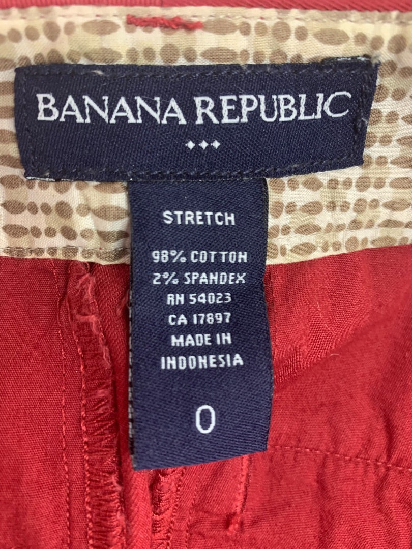 Size 0 Banana Republic Womens Barn Red Crop Capri Pants Stretch Chino