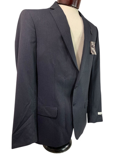 40R Calvin Klein Mens Slim Fit New Sport Coat Jacket Navy Blue Pinstripe Wool