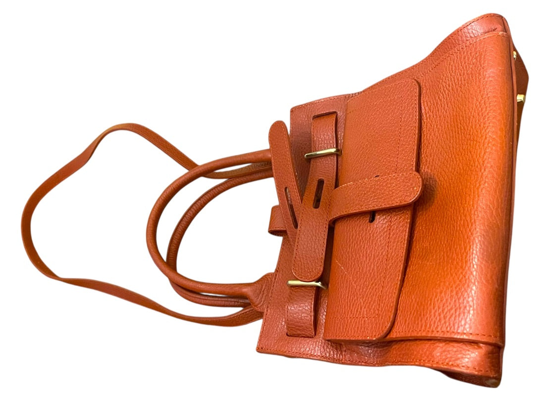 Furla Rust Pebbled Leather Handbag Satchel Shoulder Strap Italy