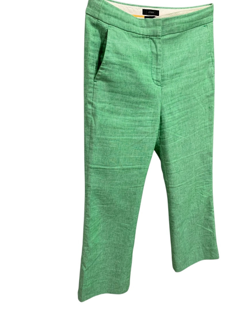 Size 4 J.Crew Hayden Womens Green Crop Pants Linen Blend