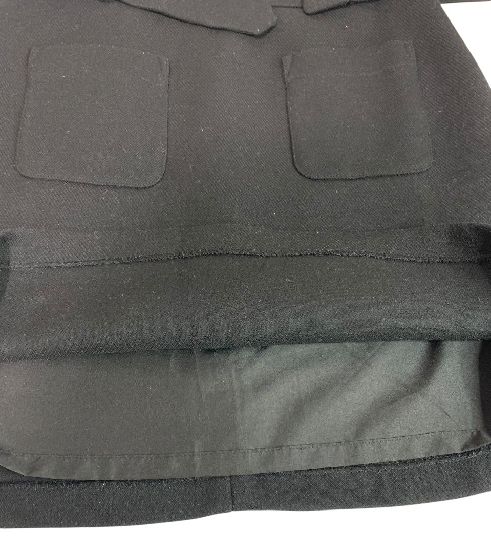 Size 2P Loft Petites Black Belted Skirt Side Zip Black Lined