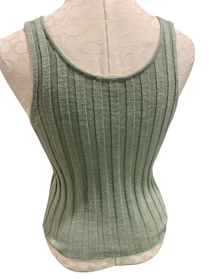 XS Loft Womens Sleeveless Ribbed Sweater Button Front Sage Green