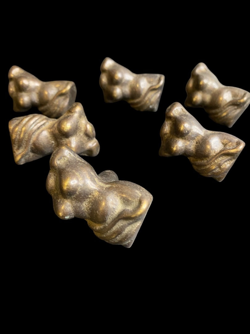 Set of 6 Bronze Female Torso Drawer Pull Knobs 45mm  1.7"