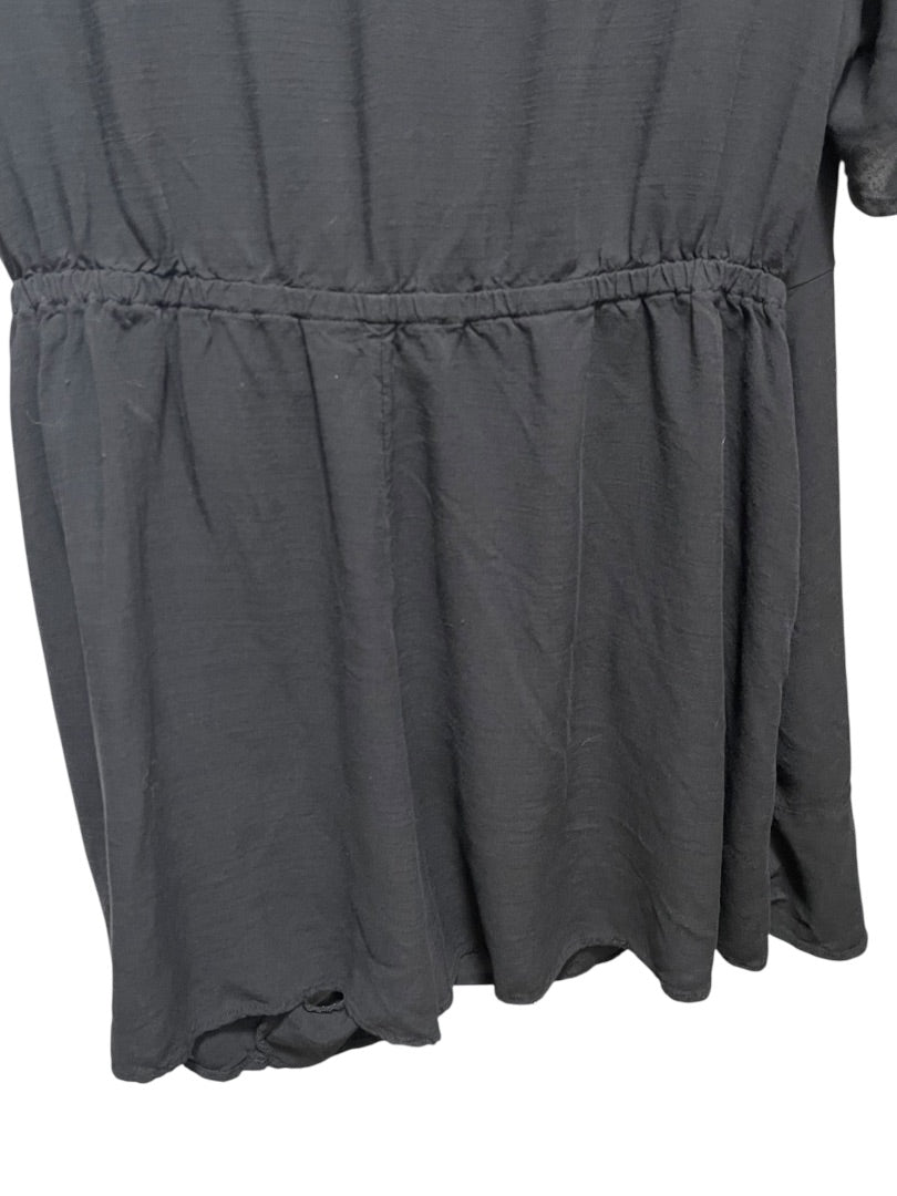 Size 1X Ava & Viv Short Sleeve Shorts Romper with Side Tie Black