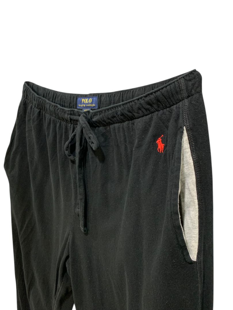 Large Polo Ralph Lauren Mens Sleep Pants Black Elastic Drawstring Waist Joggers
