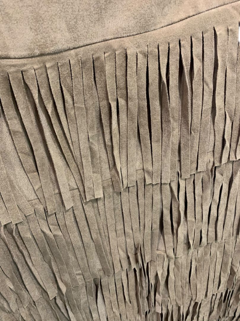 Size 3X Back in the Saddle Brown Fringed Midi Skirt Faux Suede Western