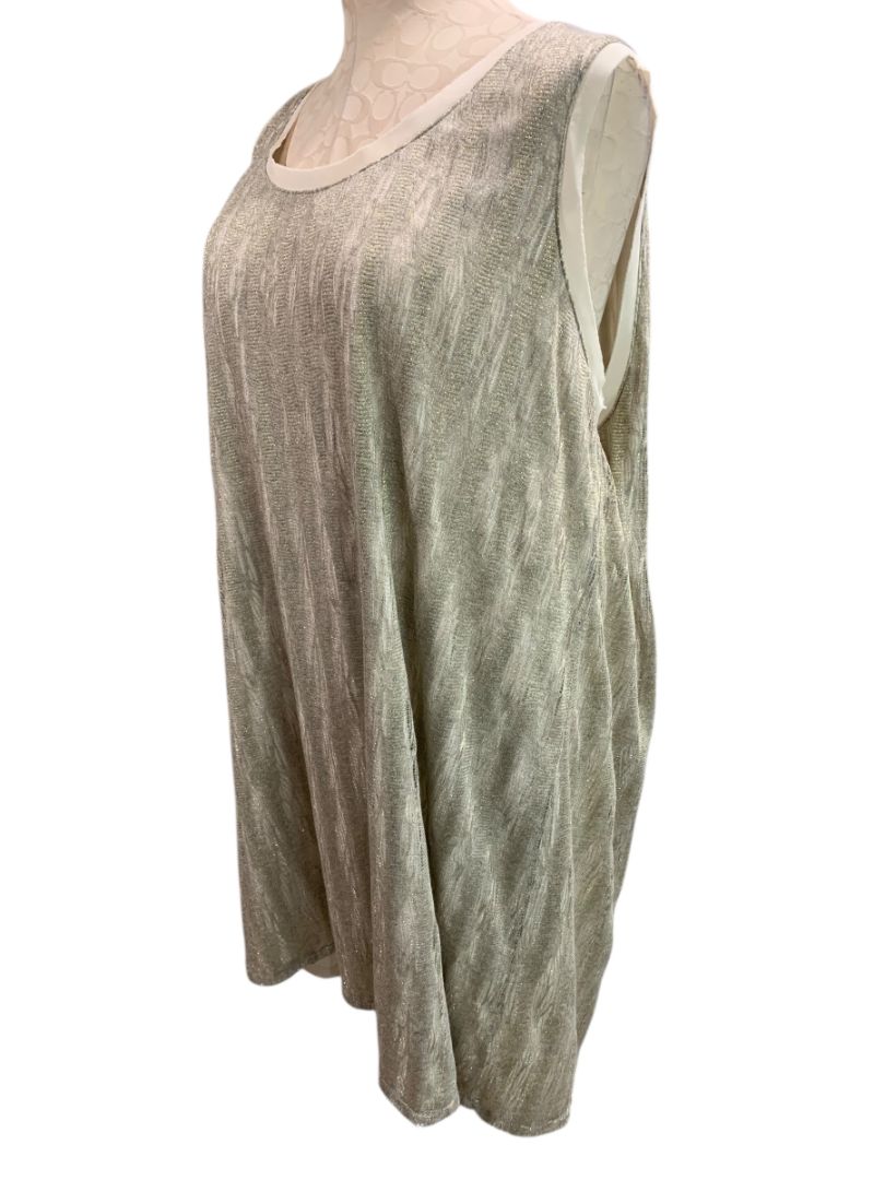 Size 2X Daisy Fuentes Woman Shift Tunic Dress Metallic Overlay