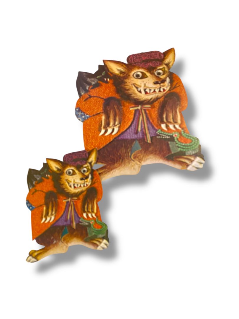 Vintage Eureka Cutout Wolf Set of 2 Halloween Cute 11" 7" USA Wolfman