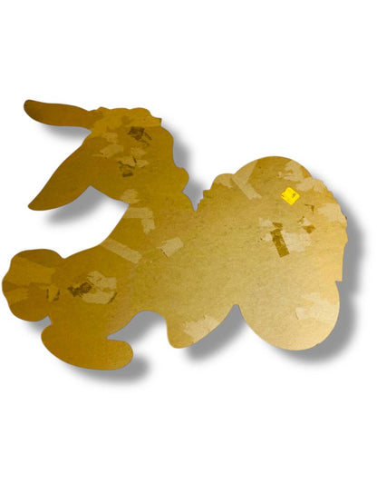 Vintage Bunny Rabbit Pushing Wheelbarrow 16" Diecut Cute Easter