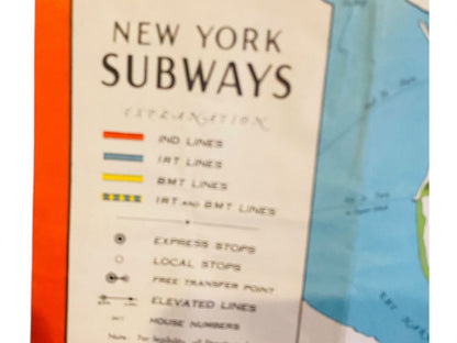 1950s Map of New York City Subway & Elevated Lines Bell System NY Telephone CO