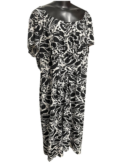 28W Merona Shore Sleeve Top Lined Long Dress Black & White