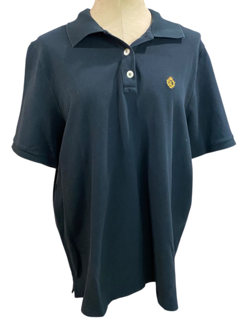 Size 1X Lauren Ralph Lauren Womens Navy Blue Polo Shirt Cotton