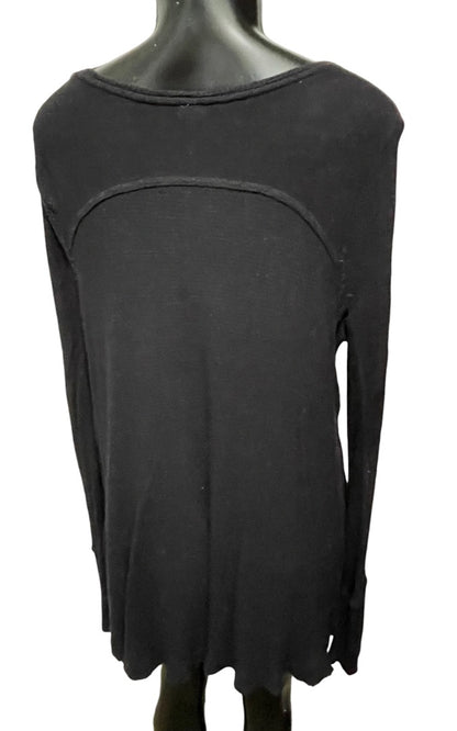 XS We The Free Waffle Knit Long Sleeve Oversize Womens Top Black