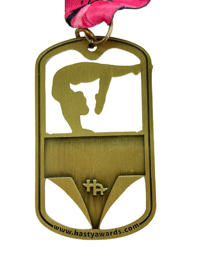 Gymnastics Medal Medallioo on Pink Camo Necklace Balance Beam Hasty Awards