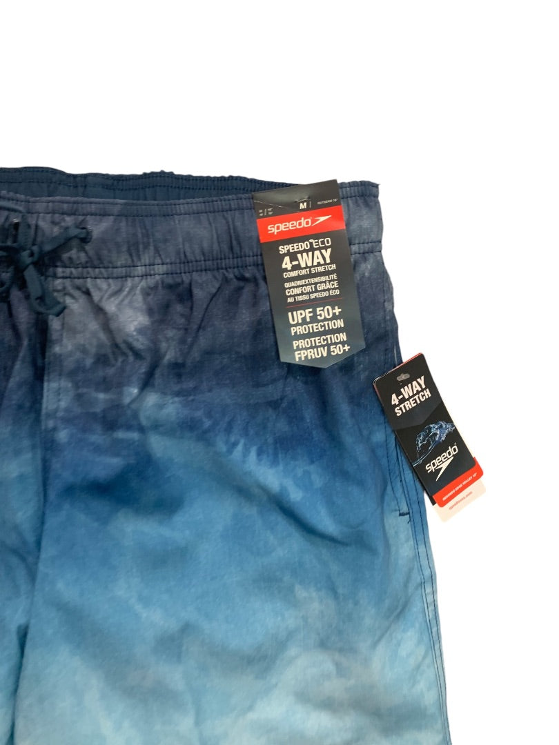 Medium Speedo Blue Ocean New Swim Trunks 4 Way Stretch UPF 50+