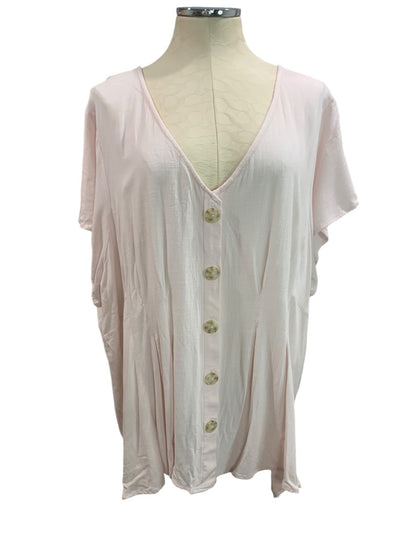 3X Torrid Womens Blush Pink Lightweight Short Sleeve Shirt Button Up V-Neck