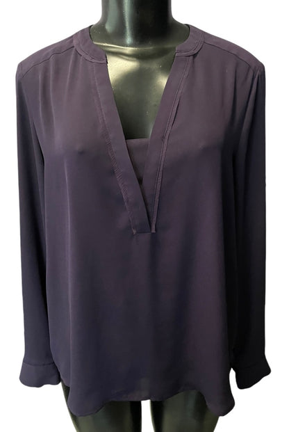 Small Simply Vera Wang Womens Popover Blouse Shirt Purple V-Neck