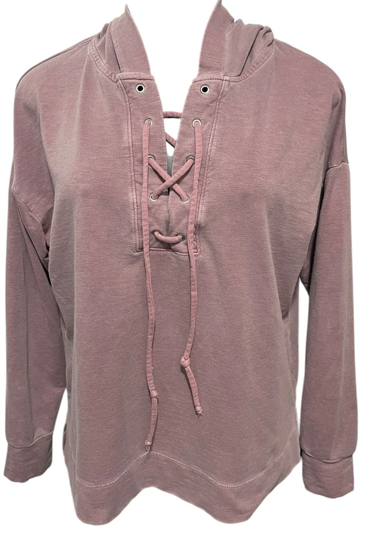 Medium Sundry Womens Mauve Hooded Shirt Coastal Chic