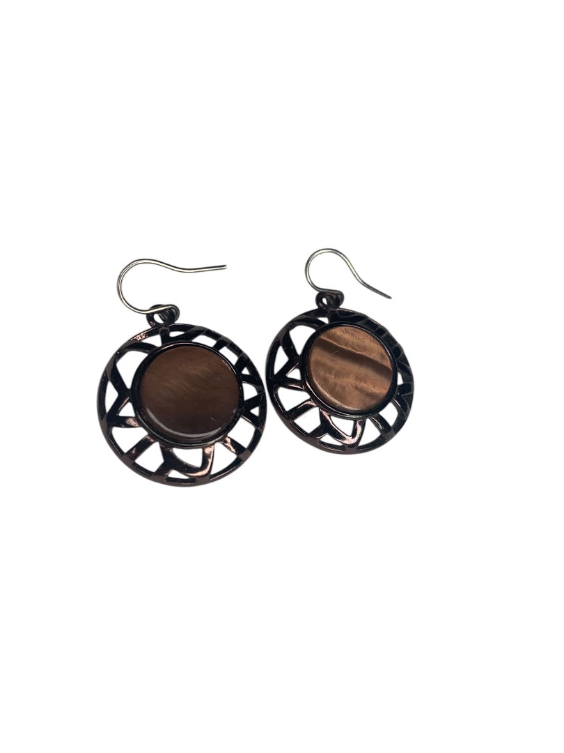 Black Brown Hook Pierced Earrings 1.25 Inch Drop Dangle