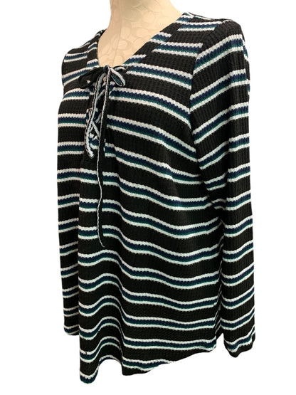 0X Torrid Womens Waffle Knit Pullover Top Striped