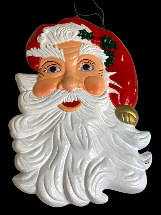 Plastic Santa Hanging Wall Decor Winter Retro 11.5 Inches