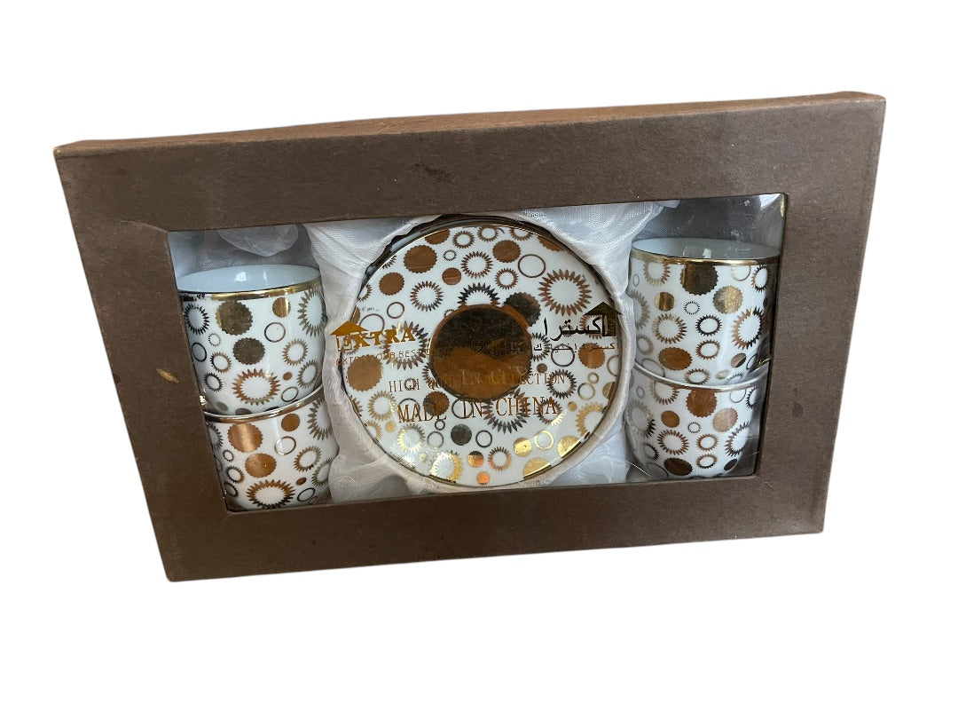 Extra Set of 4 Demitasse Cups and Saucers Set White Gold in Box