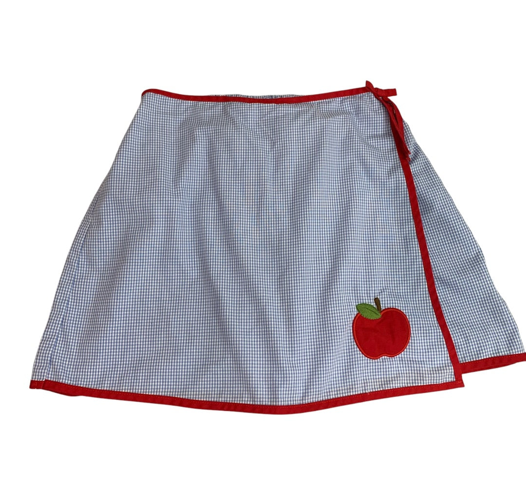 Size 10 Little English Girls Youth Short Checked Apple Applique