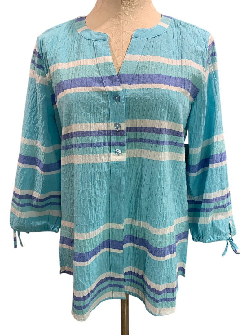 Small Multiples Womens New Turquoise Blue Button Up Shirt Casual