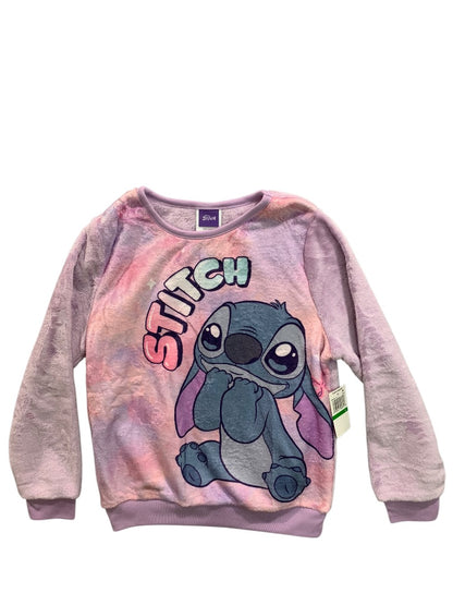 Large Disney Stitch Girls New Pullover Plush Long Sleeve Shirt Soft