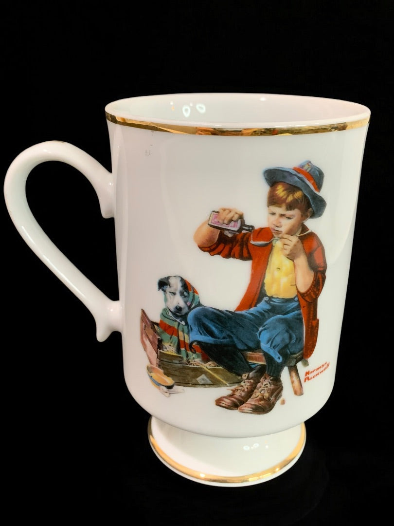 1981 Norman Rockwell Porcelain Pedestal Mug "Friend in Need" The Danbury Mint