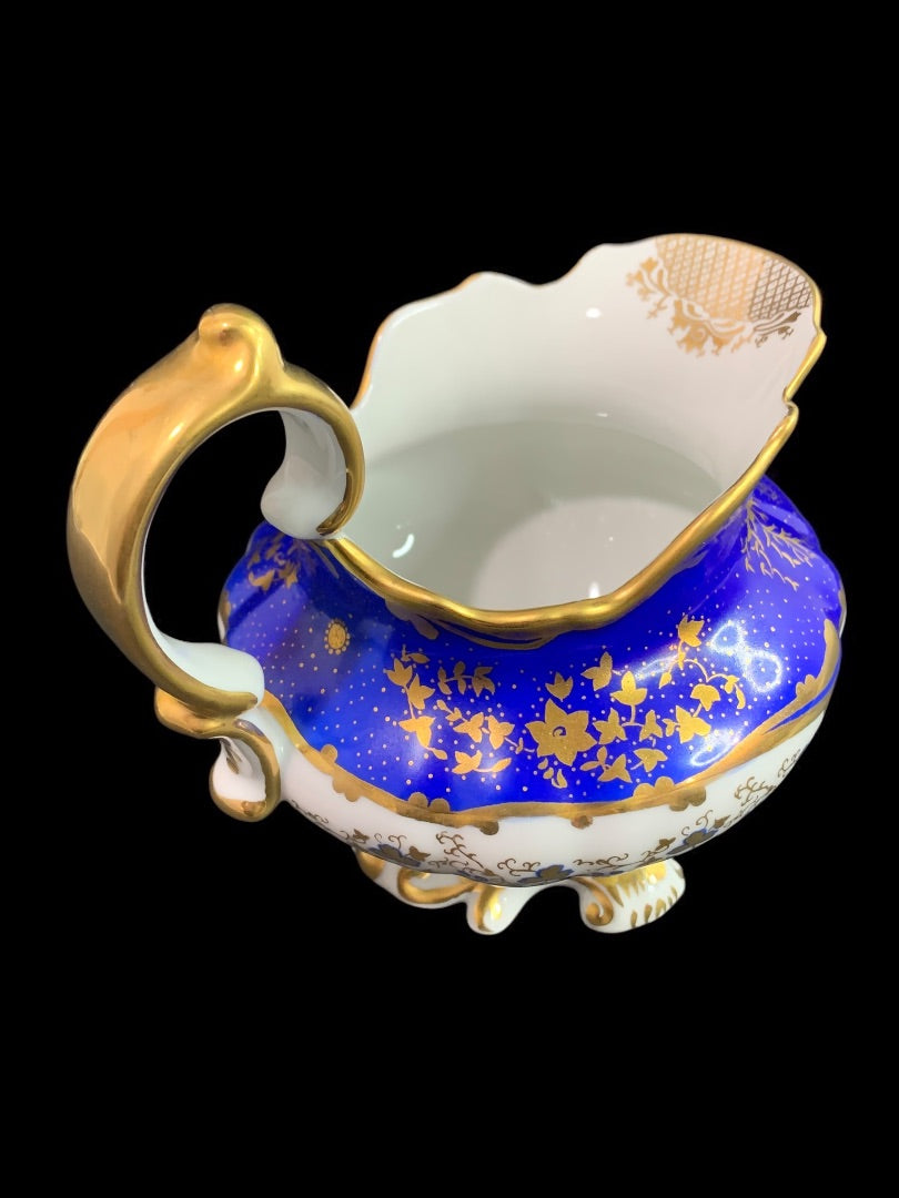 1980s Frankin Mint Fine Porcelain Creamer Collection Blue Gold 4 Inch
