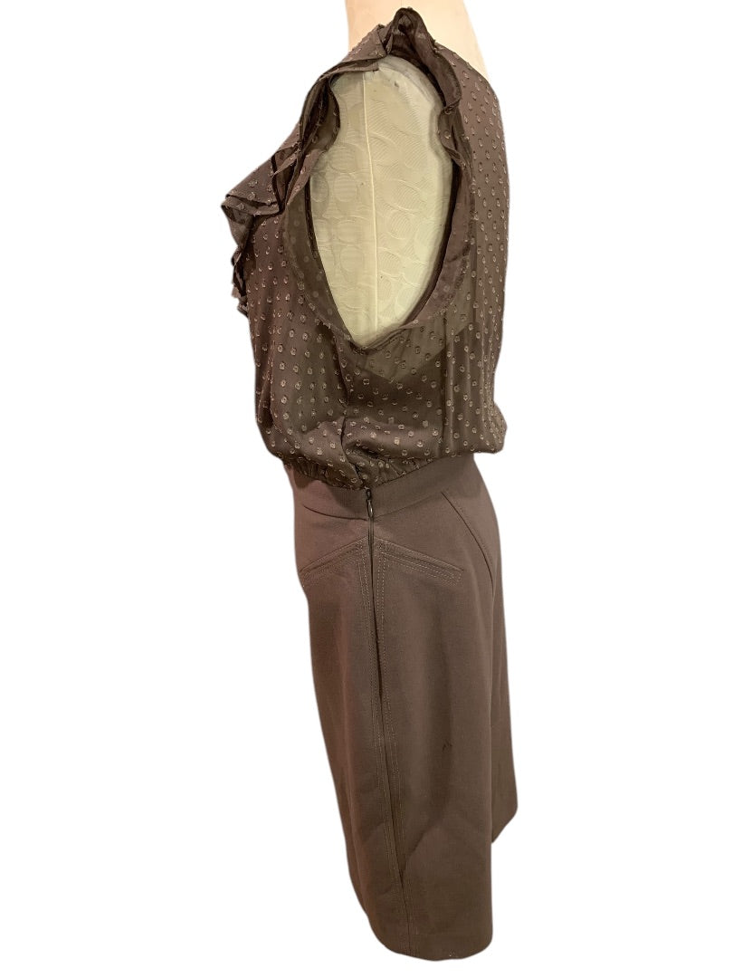Size 12 Ann Taylor LOFT Dress Brown Sleeveless Blouse Bodice