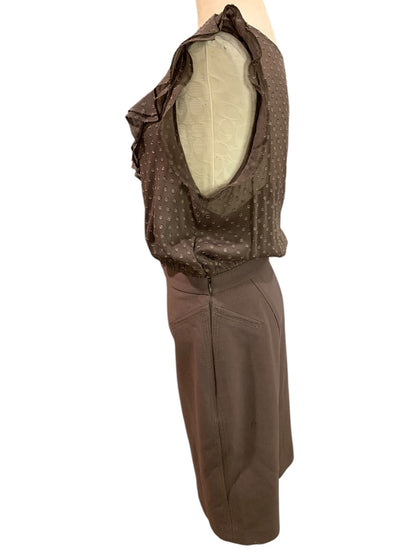 Size 12 Ann Taylor LOFT Dress Brown Sleeveless Blouse Bodice