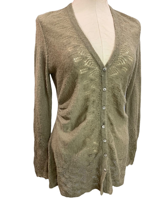 Medium Rosie Neira Womens Cardigan Sweater Gray Green Mohair Wool