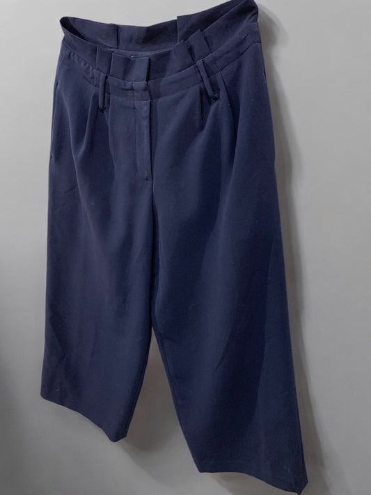 Size 6P Boden Petite Womens Navy Blue Wide Leg Crop Pants