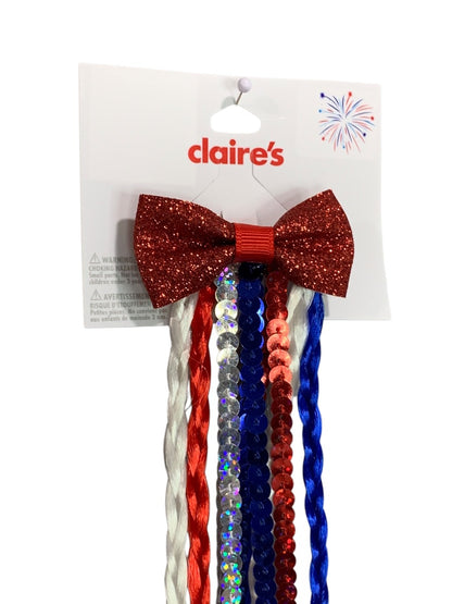 Claires New Hair Clip 15 Inch Long Sparkly Patriotic USA