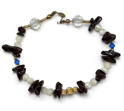 Chip Stone Beaded Crystal 7 Inch Bracelet Spring Clasp