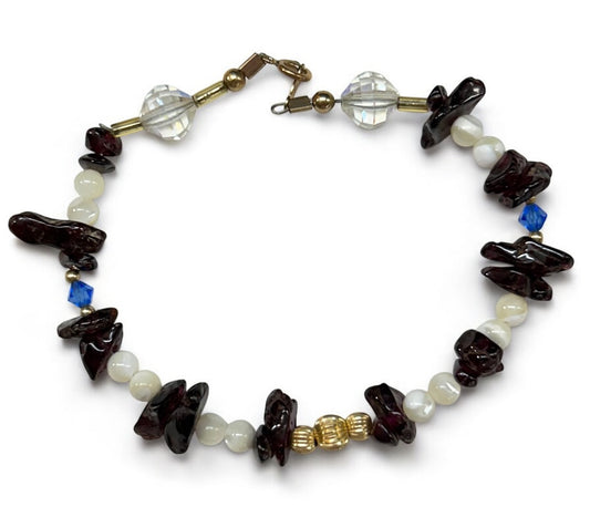 Chip Stone Beaded Crystal 7 Inch Bracelet Spring Clasp