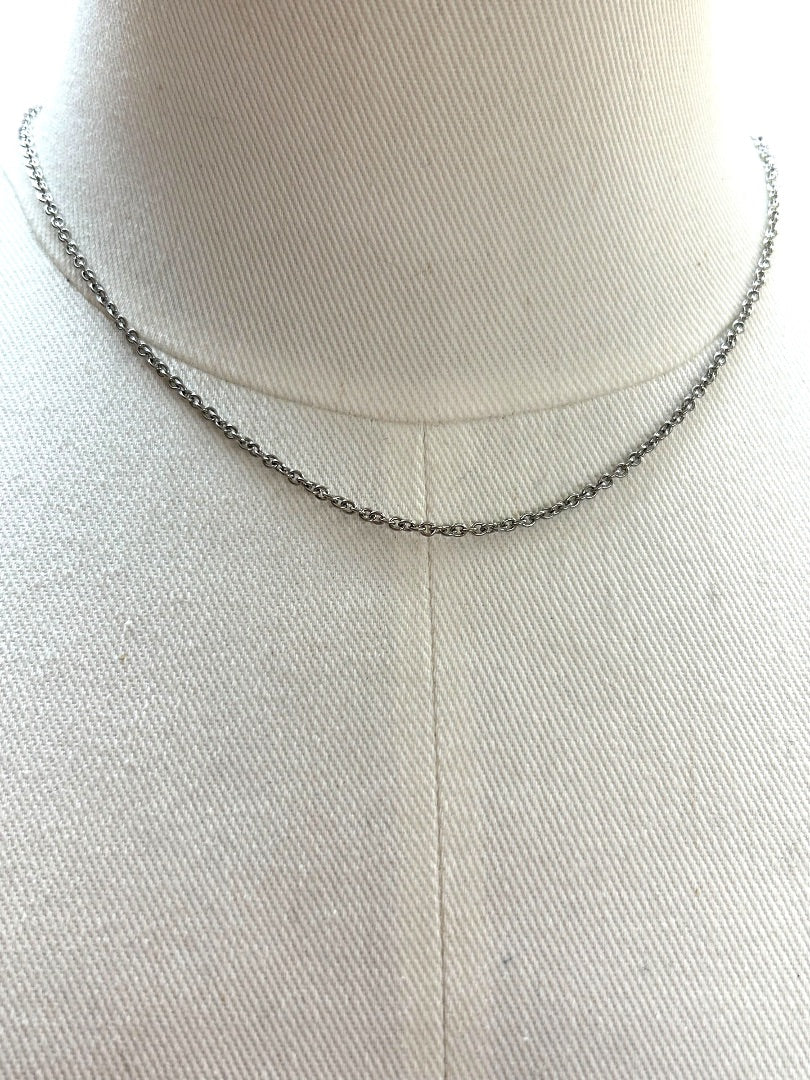 Silvertone Chain Necklace 16.5" plus 1.5" Extender Lobster Clasp