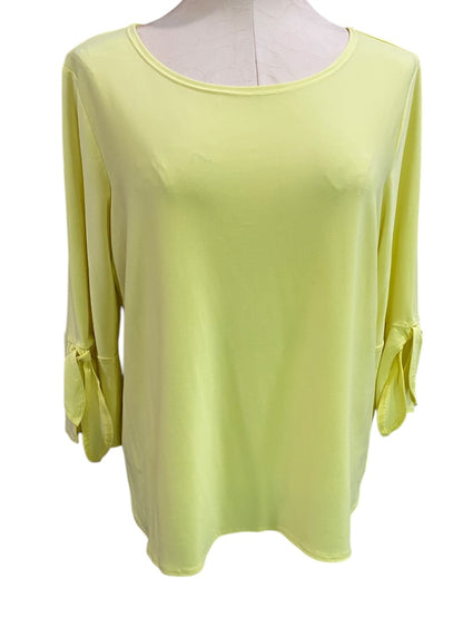 Large Clara Sun Woo Yellow 3/4 Tie Sleeve Womens Pullover Top
