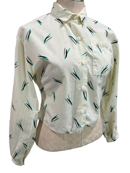 Ardmore Made in USA Womens Crop Button Up Shirt 1980s Retro