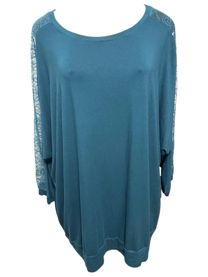 3X Torrid Super Soft Knits Womens Pullover Shirt Lace Sleeve Detail Teal