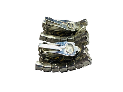 Signed Weiss Rhinestone Earrings Non-Pierced Clip On 1.25 Inch Drop Vintage