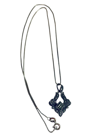 Vintage Pendant Necklace Sterling Silver 925 Art Deco Style 18 Inch
