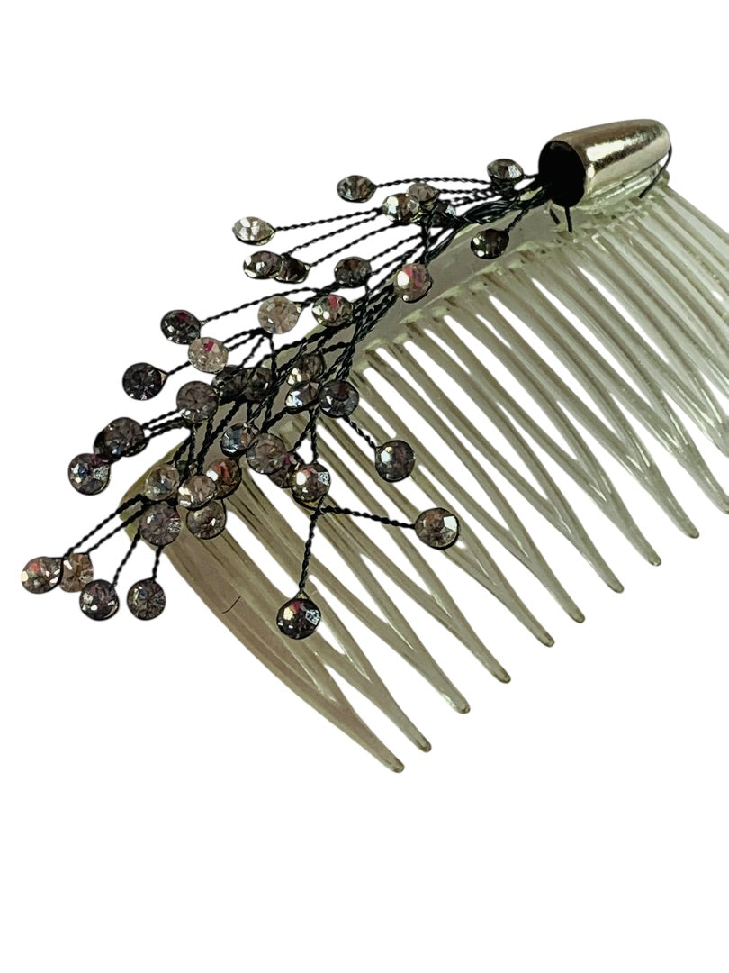 Vintage Plastic Hair Comb Rhinestone Spray Formal Updo 3 Inch