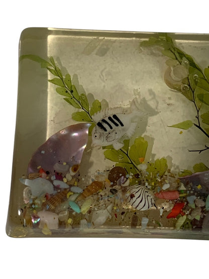 Vintage Lucite Fish Aquarium Paperweight Hanging Ornament 4.1 x 2.5"