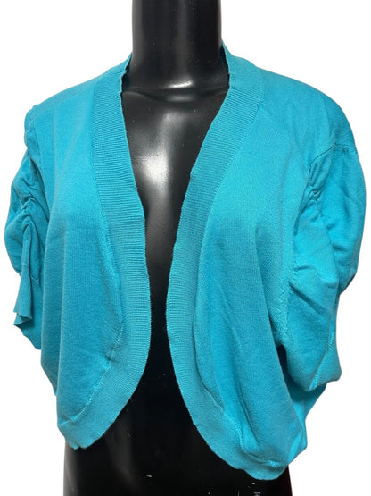 Size 22/24 Lane Bryant Womens Turquoise Crop Cardigan Sweater