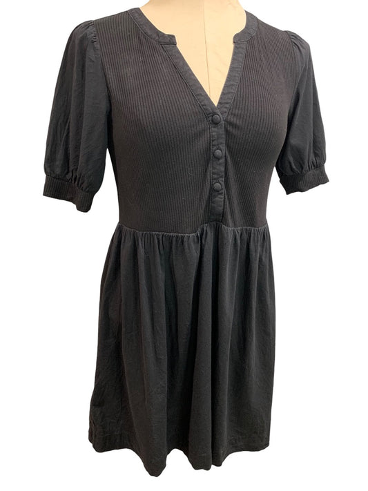 XSP Loft Petites Black Short Sleeve Dress Ribbed Knit Bodice