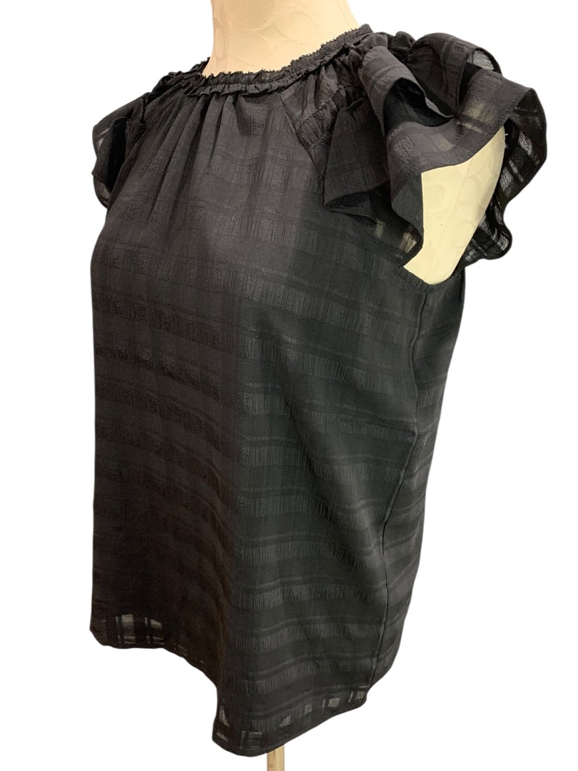 XS Loft Womens Black Short Sleeve Blouse Shirt Lined